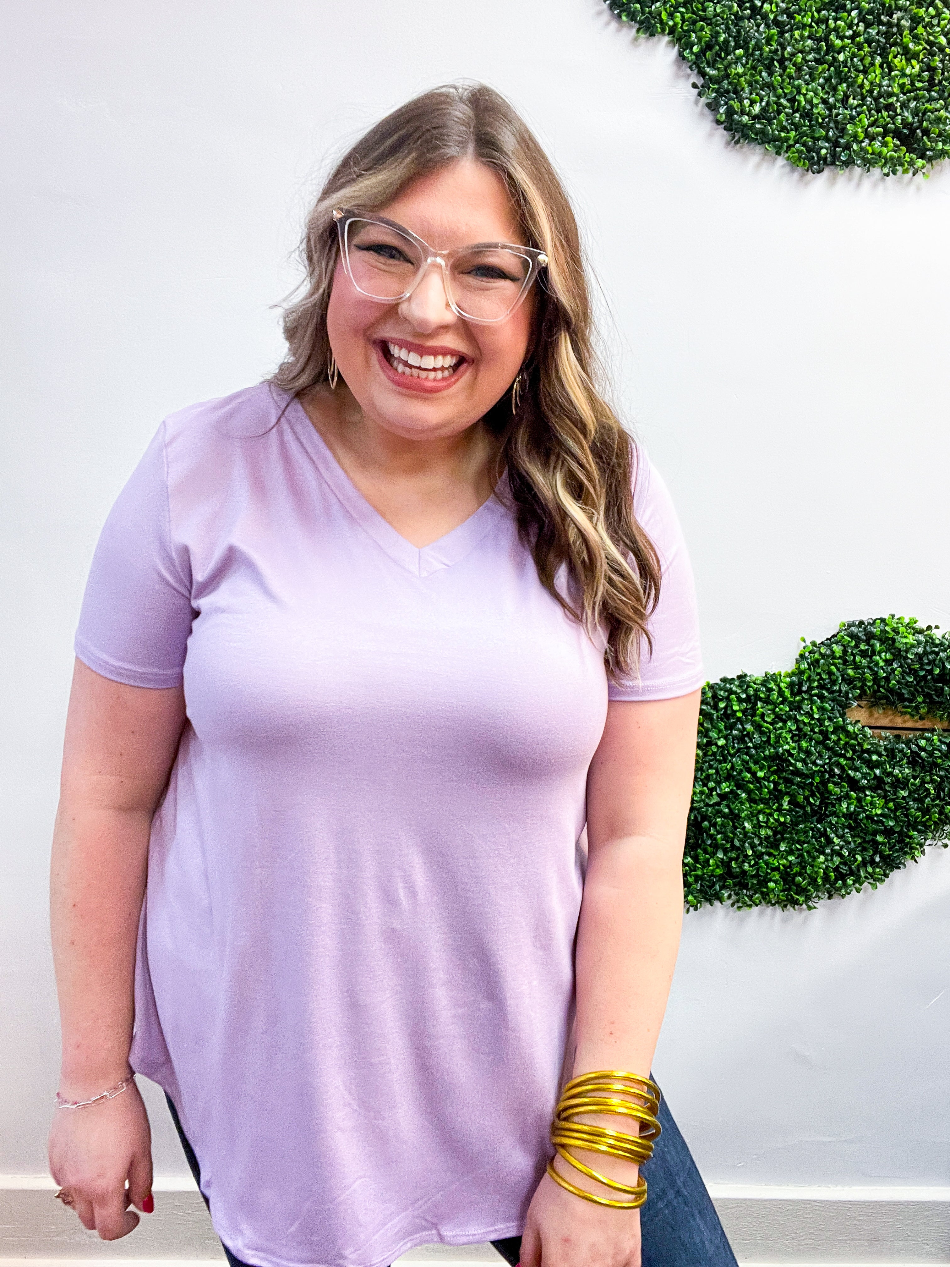 Butter Soft Breeze V Neck Top in Lavender