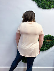 Butter Soft Breeze V Neck Top in Blush