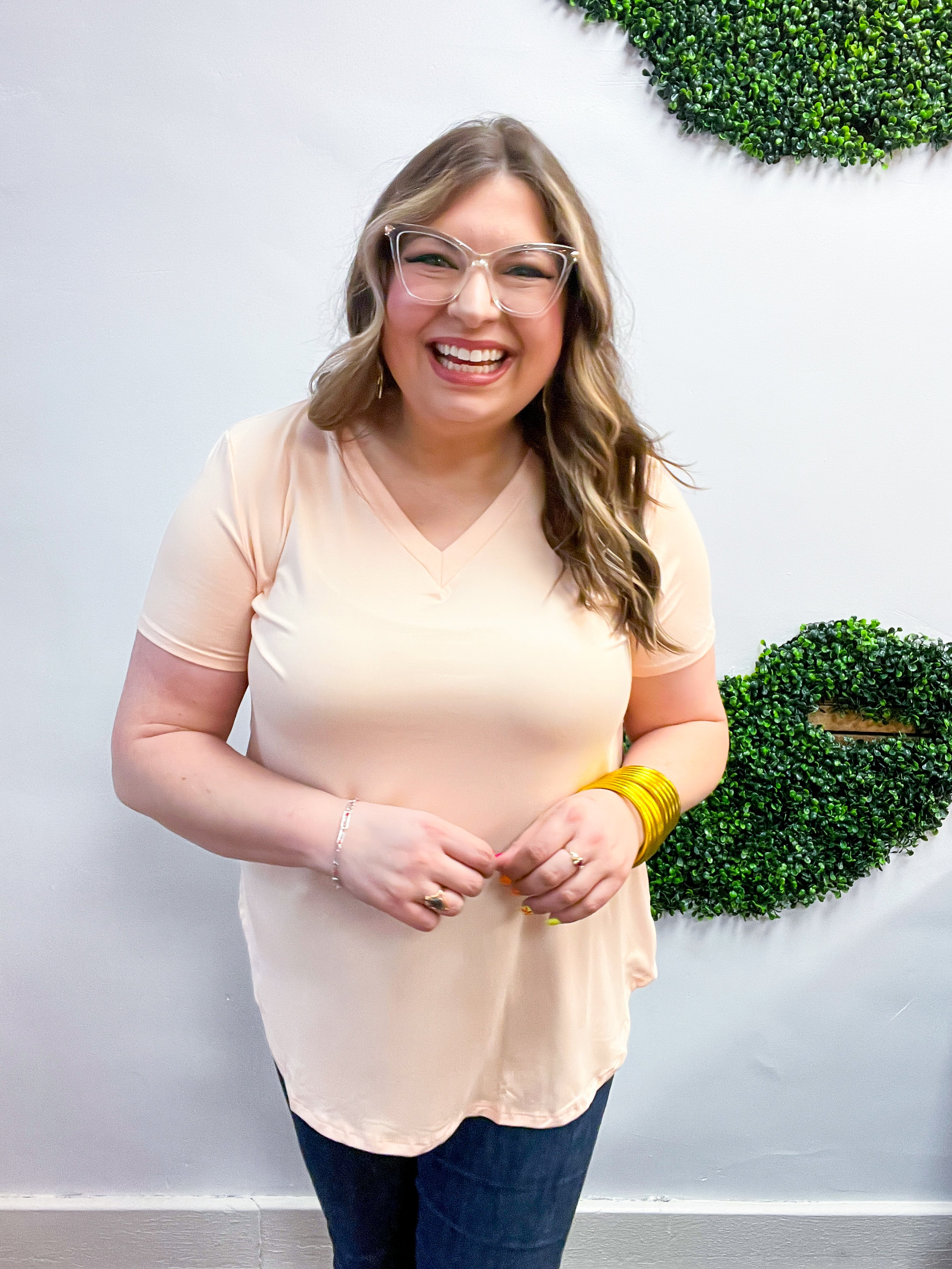Butter Soft Breeze V Neck Top in Blush