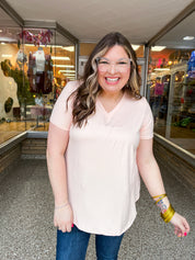 Butter Soft Breeze V Neck Top in Blush