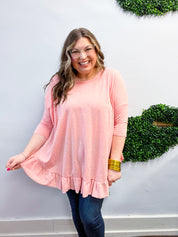 Sway With Me Ruffle Tunic Top in Coral *FINAL SALE*