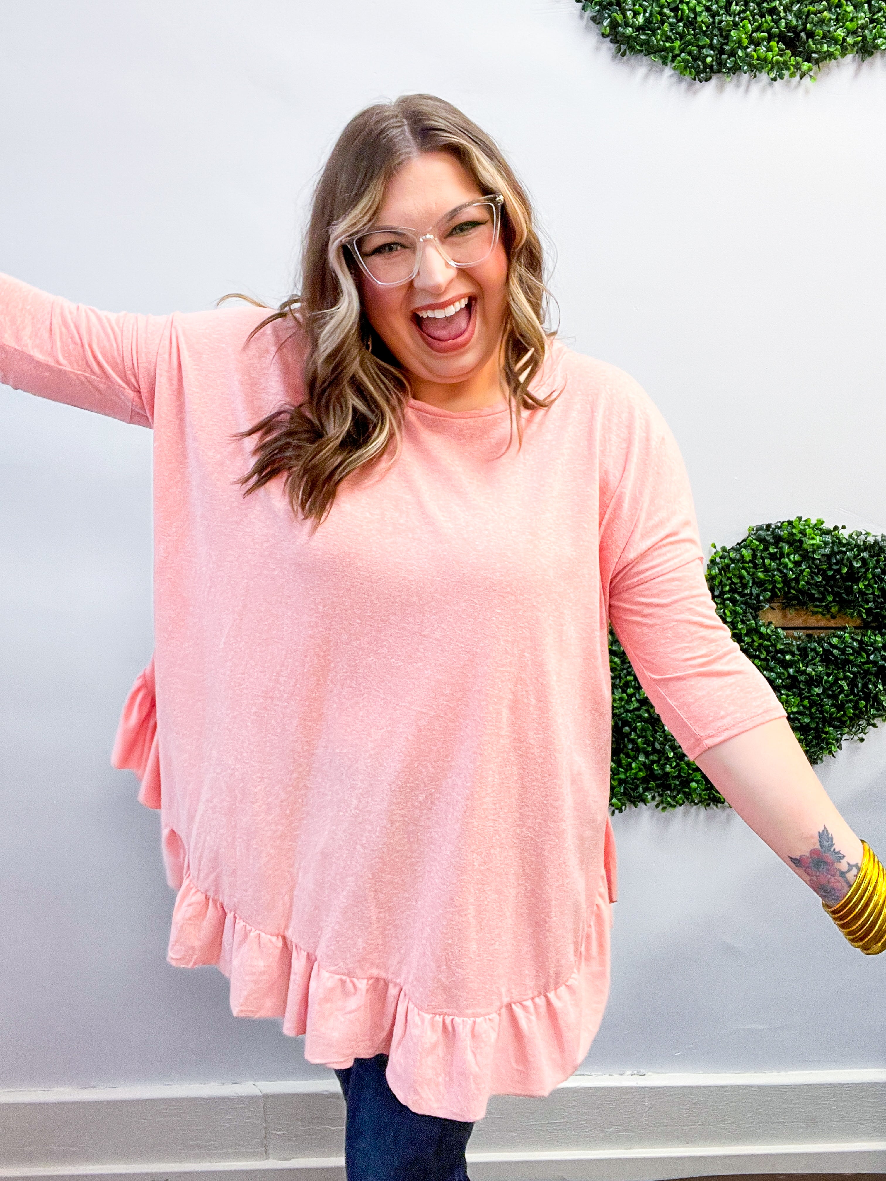 Sway With Me Ruffle Tunic Top in Coral *FINAL SALE*