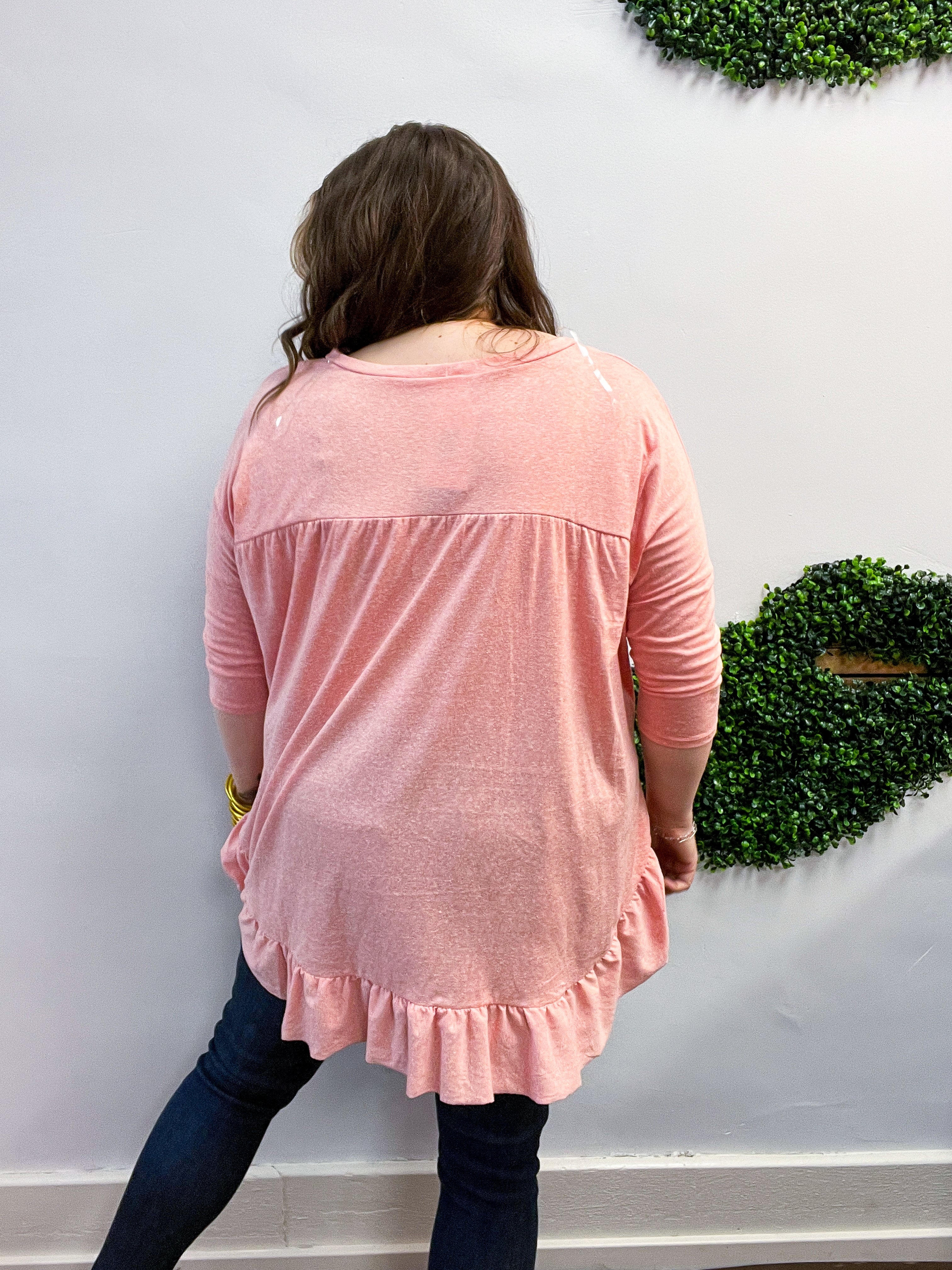 Sway With Me Ruffle Tunic Top in Coral *FINAL SALE*