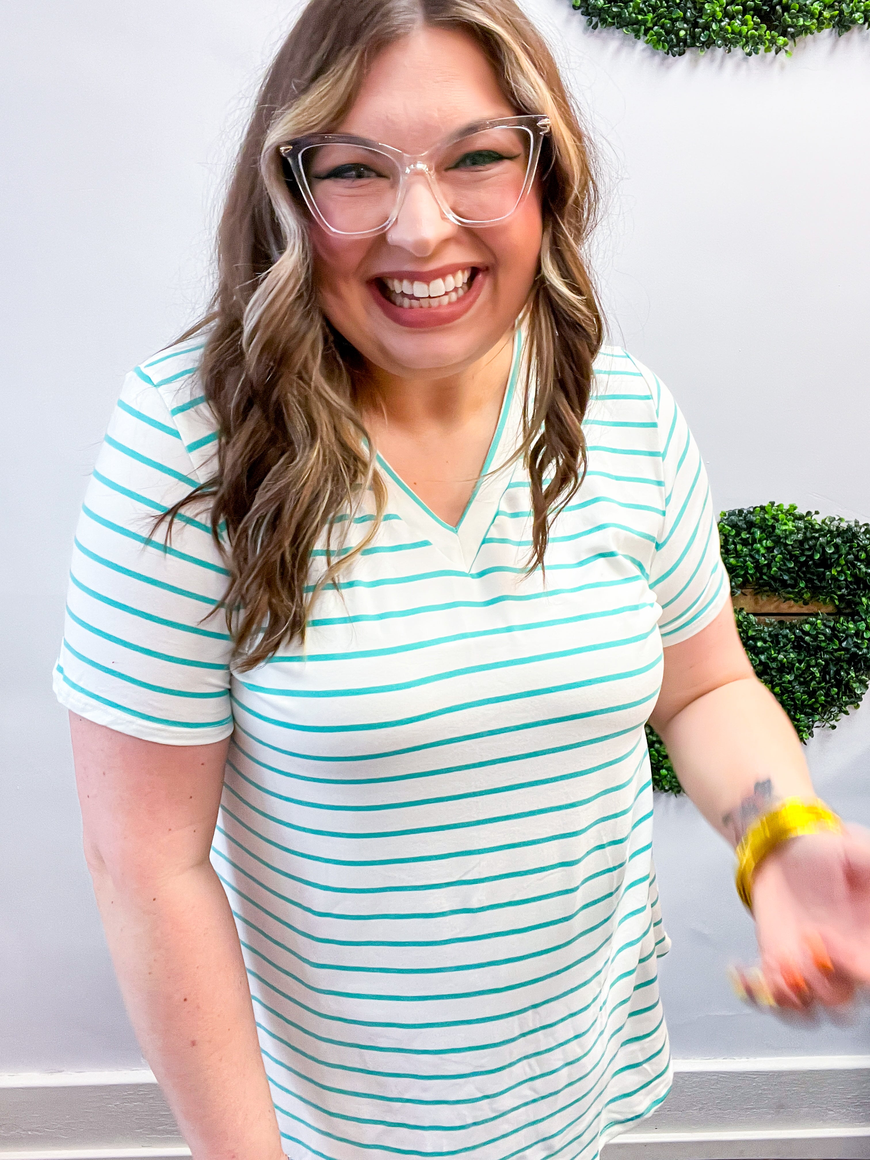 Striped Butter Soft Comfort Tee in Mint