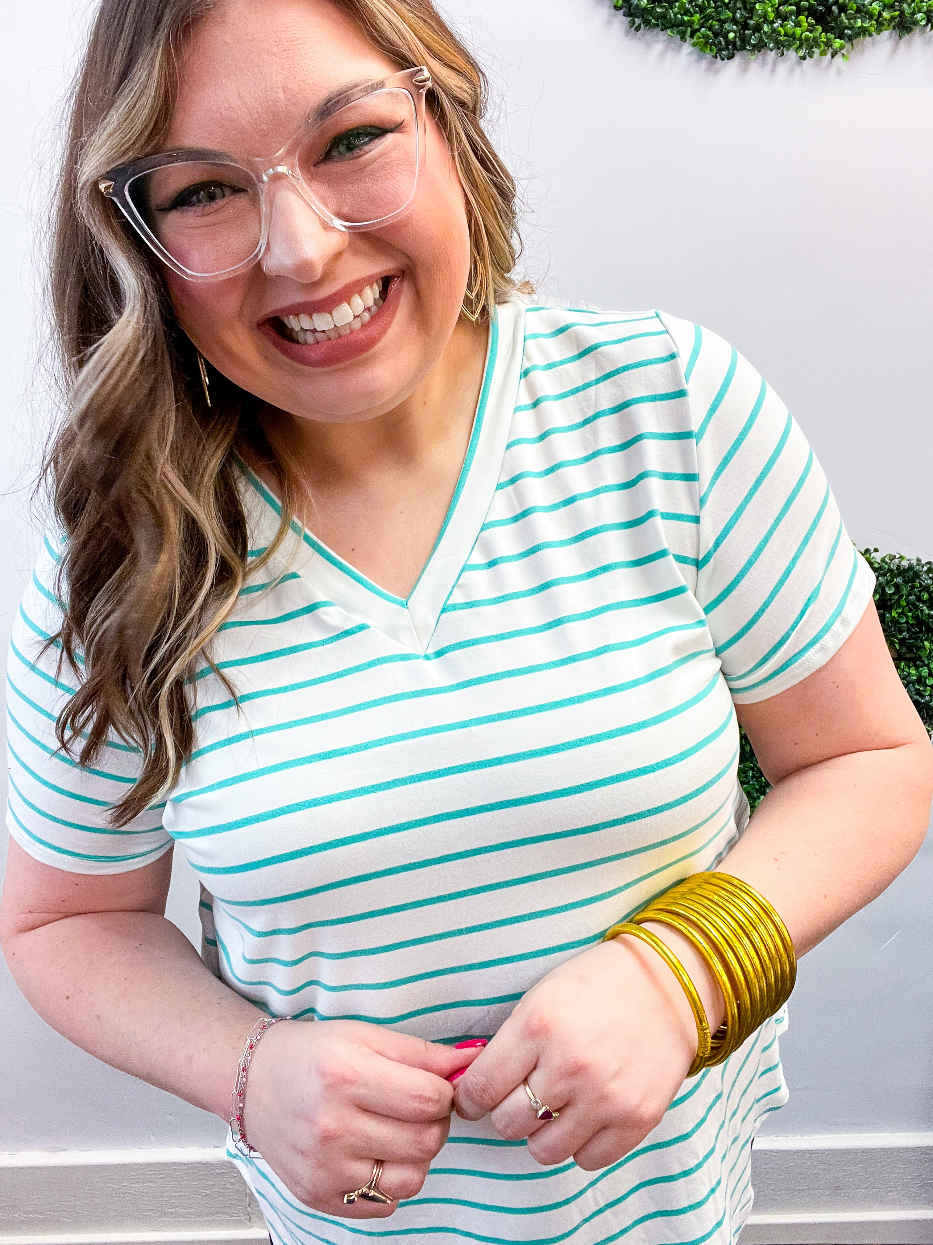 Striped Butter Soft Comfort Tee in Mint
