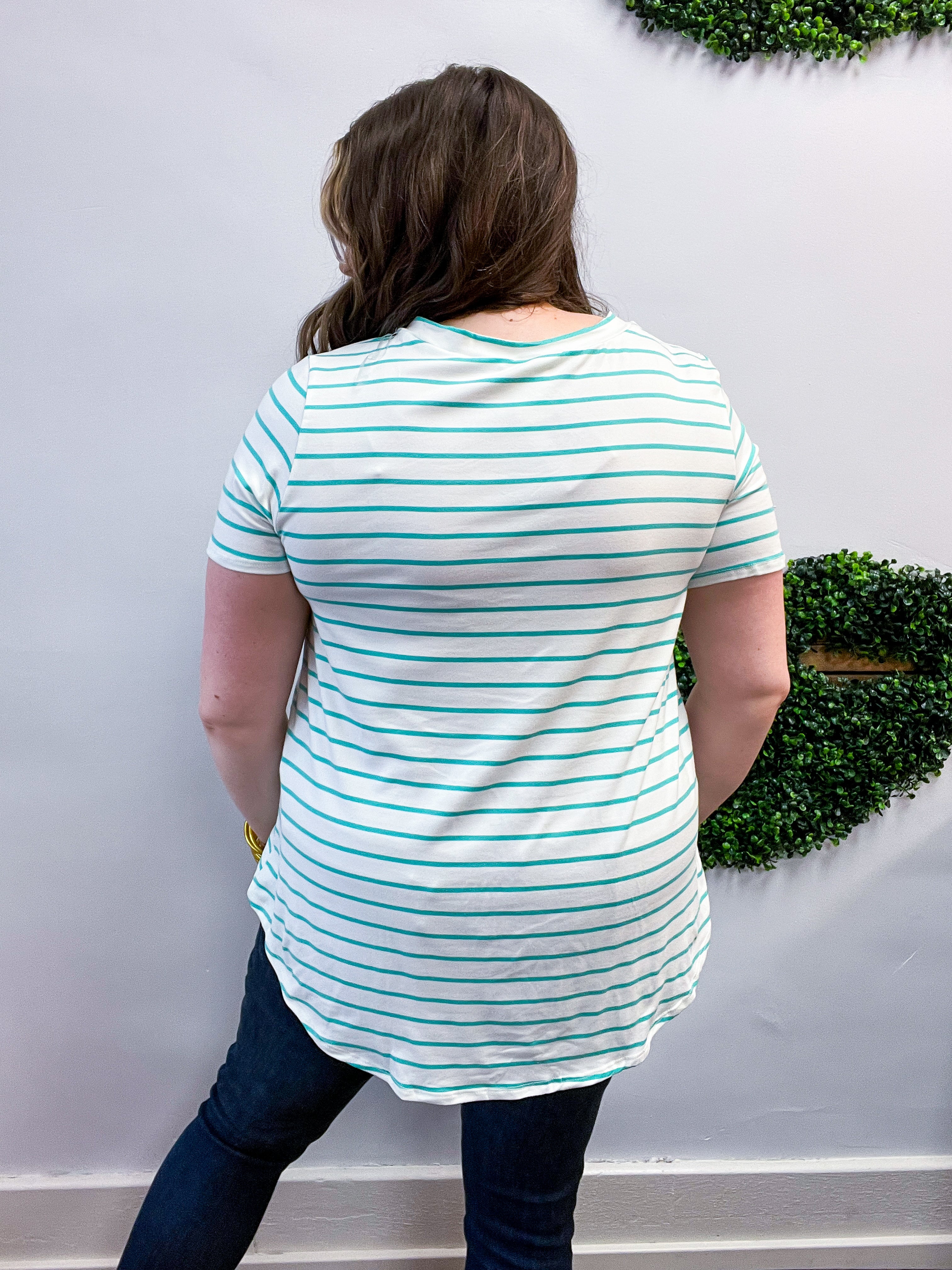 Striped Butter Soft Comfort Tee in Mint