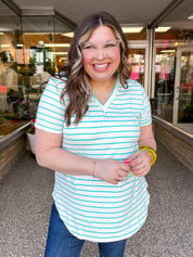 Striped Butter Soft Comfort Tee in Mint