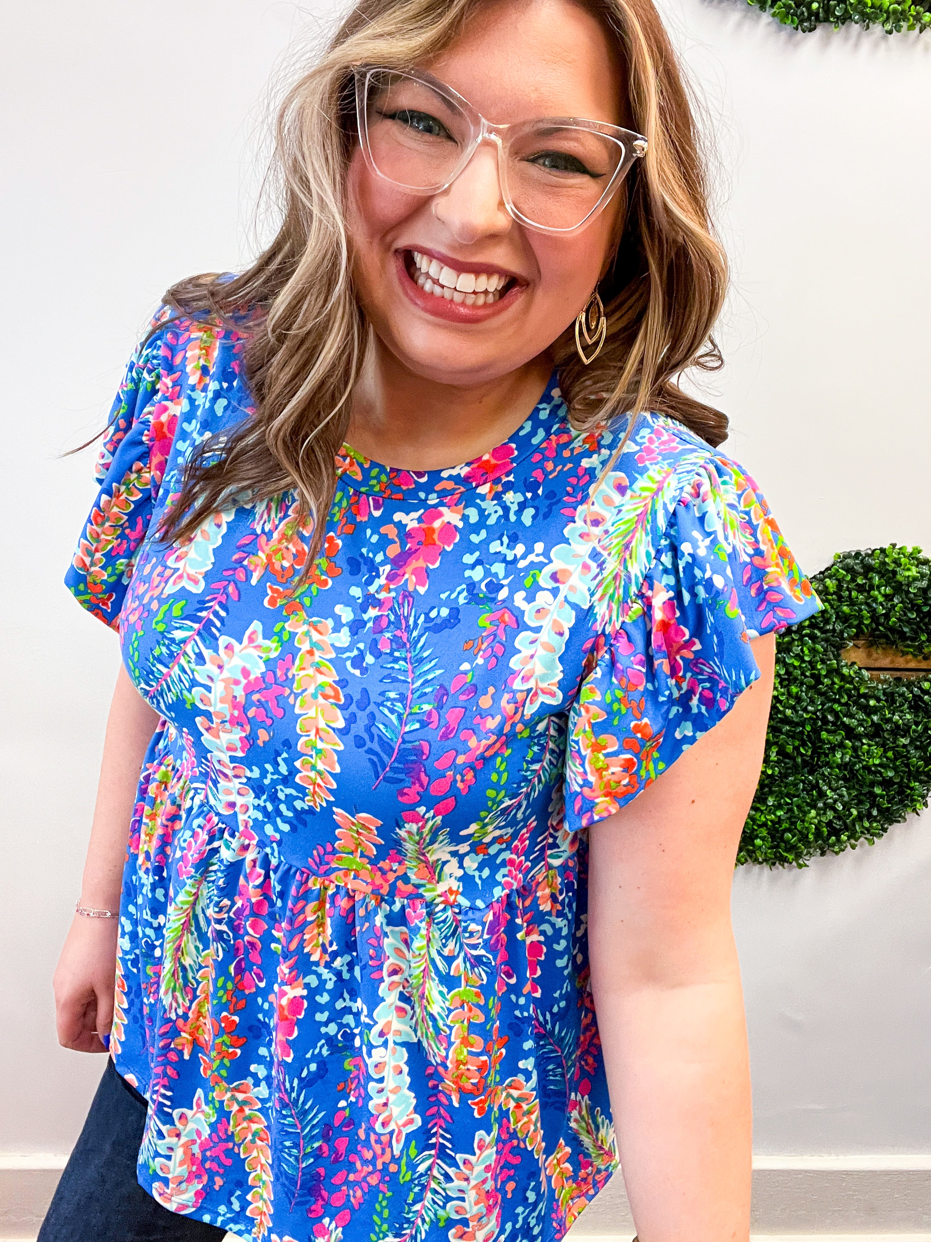 Joy in Full Bloom Babydoll Top in Blue
