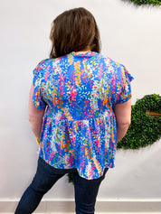 Joy in Full Bloom Babydoll Top in Blue