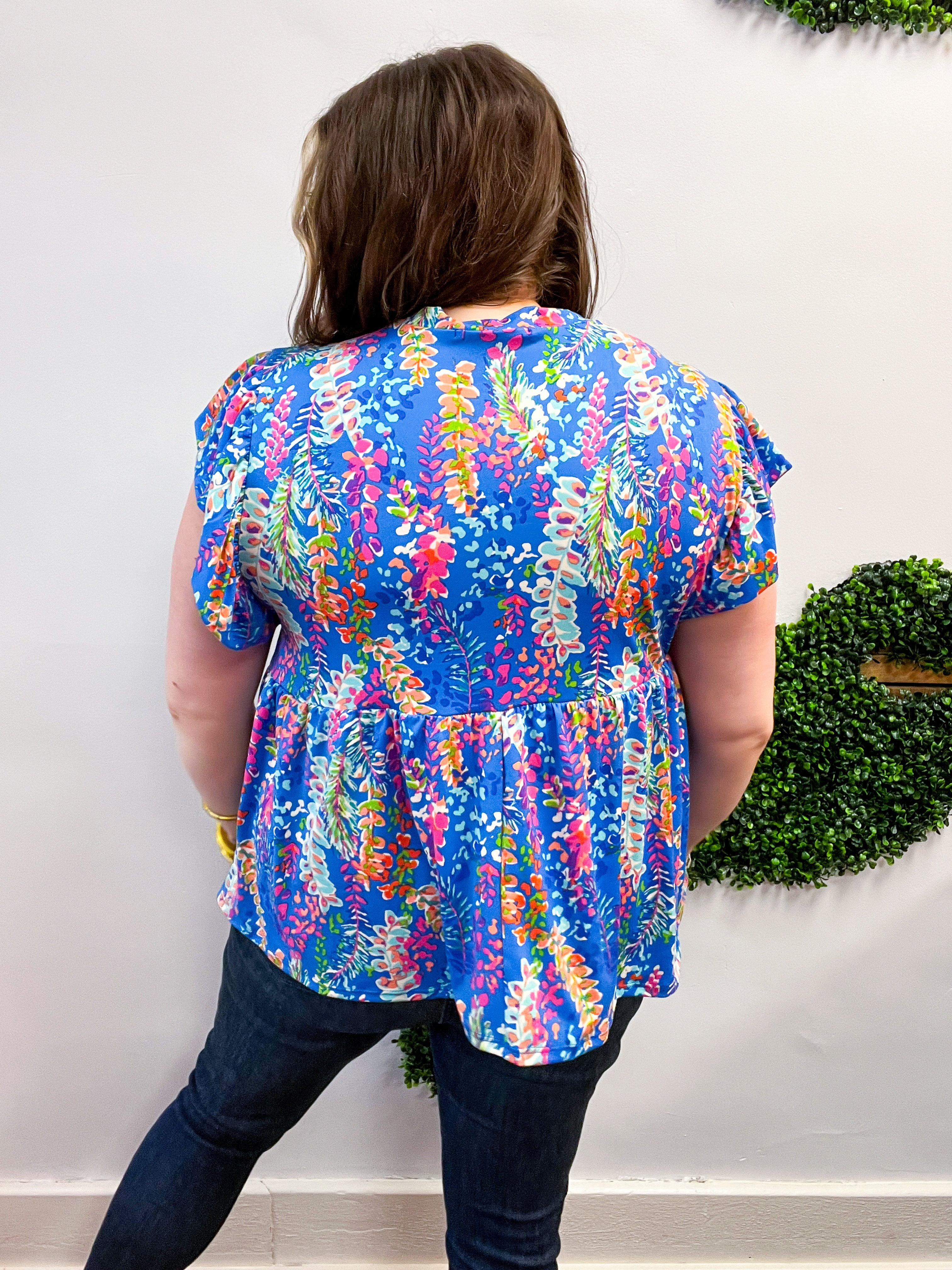 Joy in Full Bloom Babydoll Top in Blue