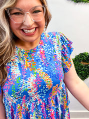 Joy in Full Bloom Babydoll Top in Blue