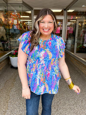 Joy in Full Bloom Babydoll Top in Blue