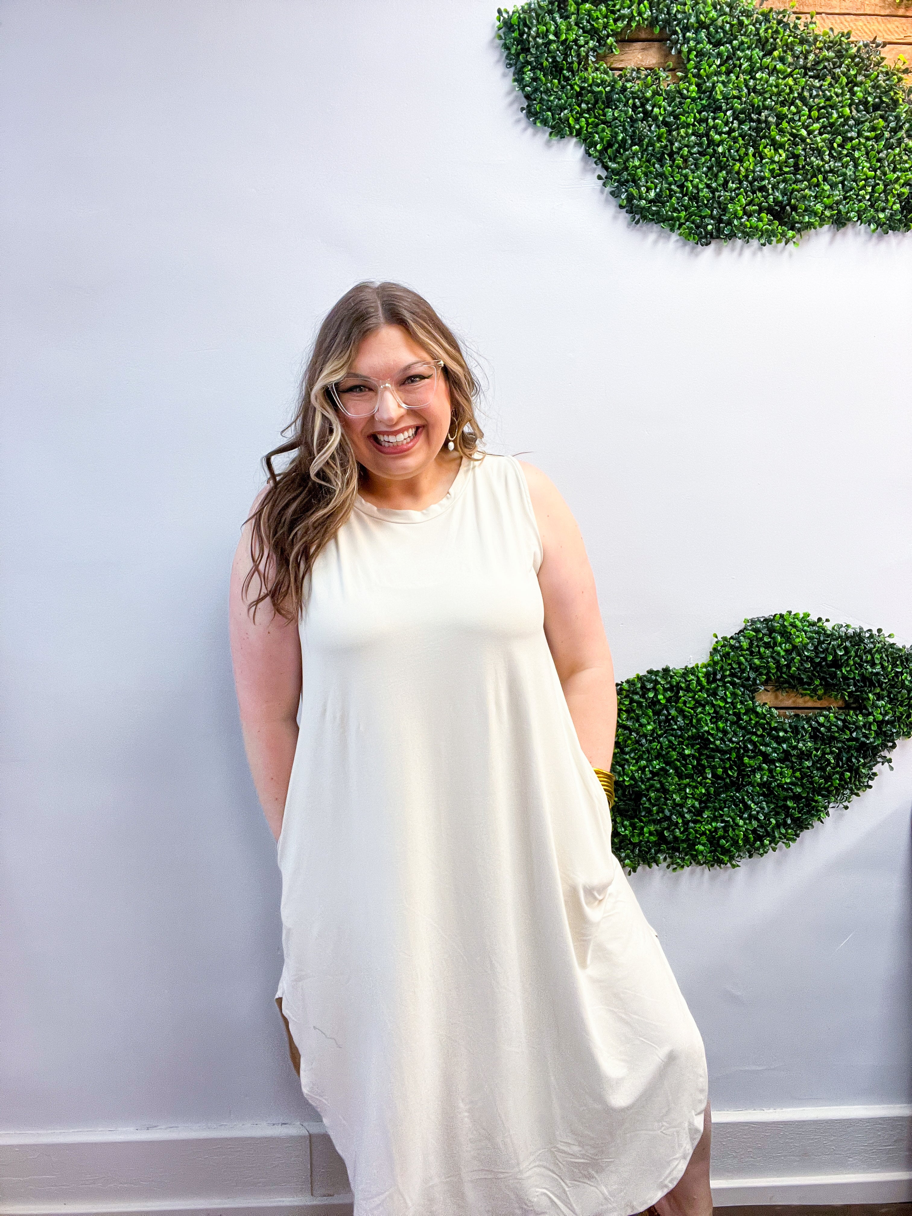 Everyday Easy Midi Dress in Sand Beige