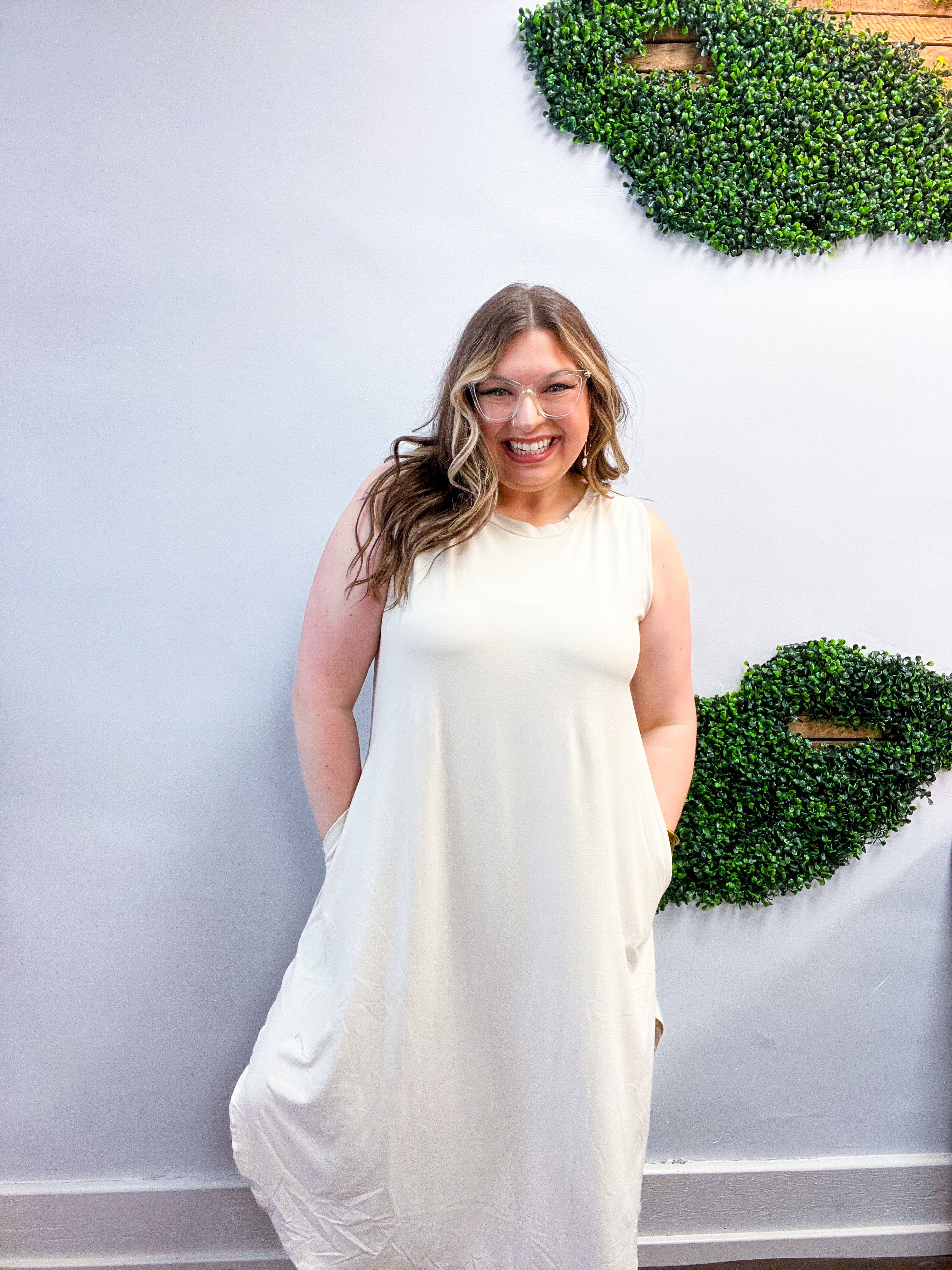 Everyday Easy Midi Dress in Sand Beige