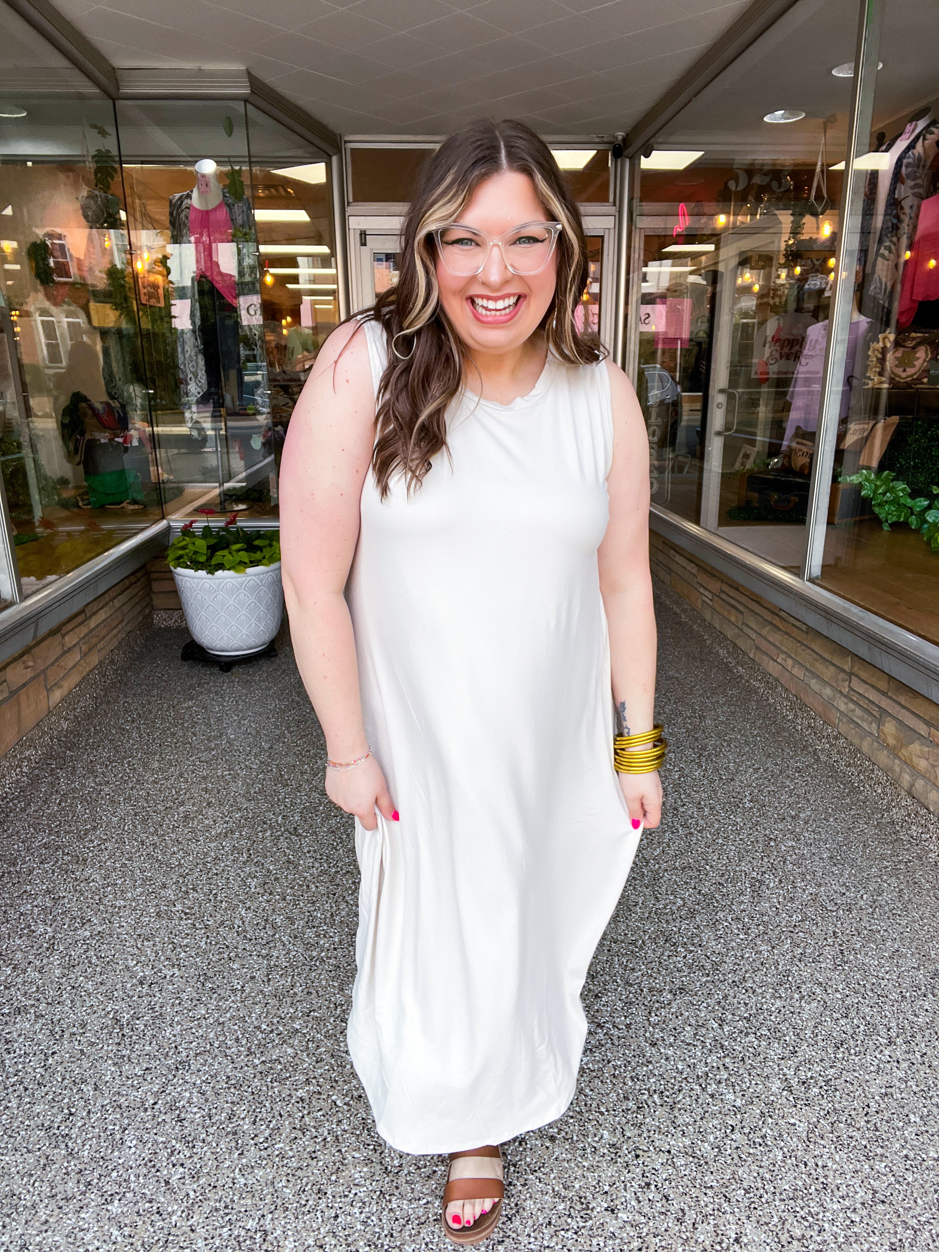 Everyday Easy Midi Dress in Sand Beige