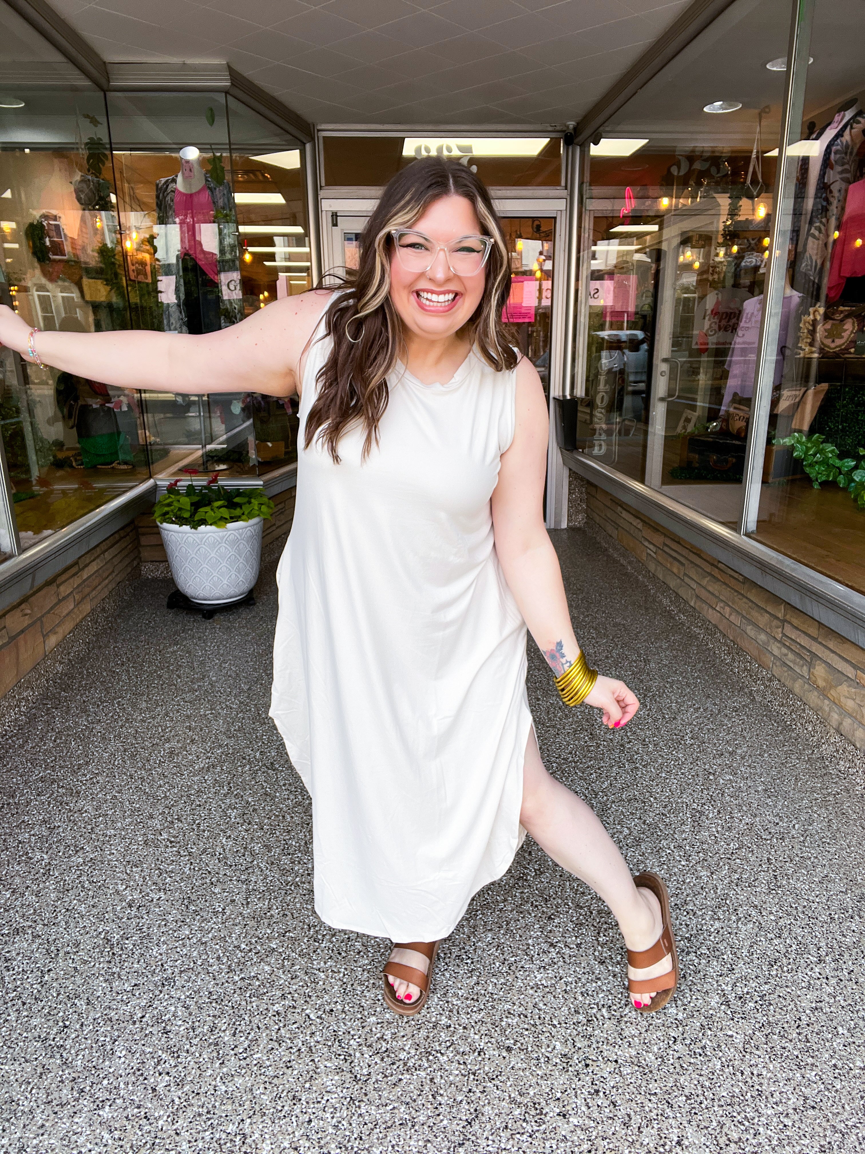 Everyday Easy Midi Dress in Sand Beige