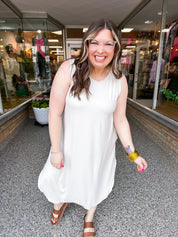 Everyday Easy Midi Dress in Sand Beige