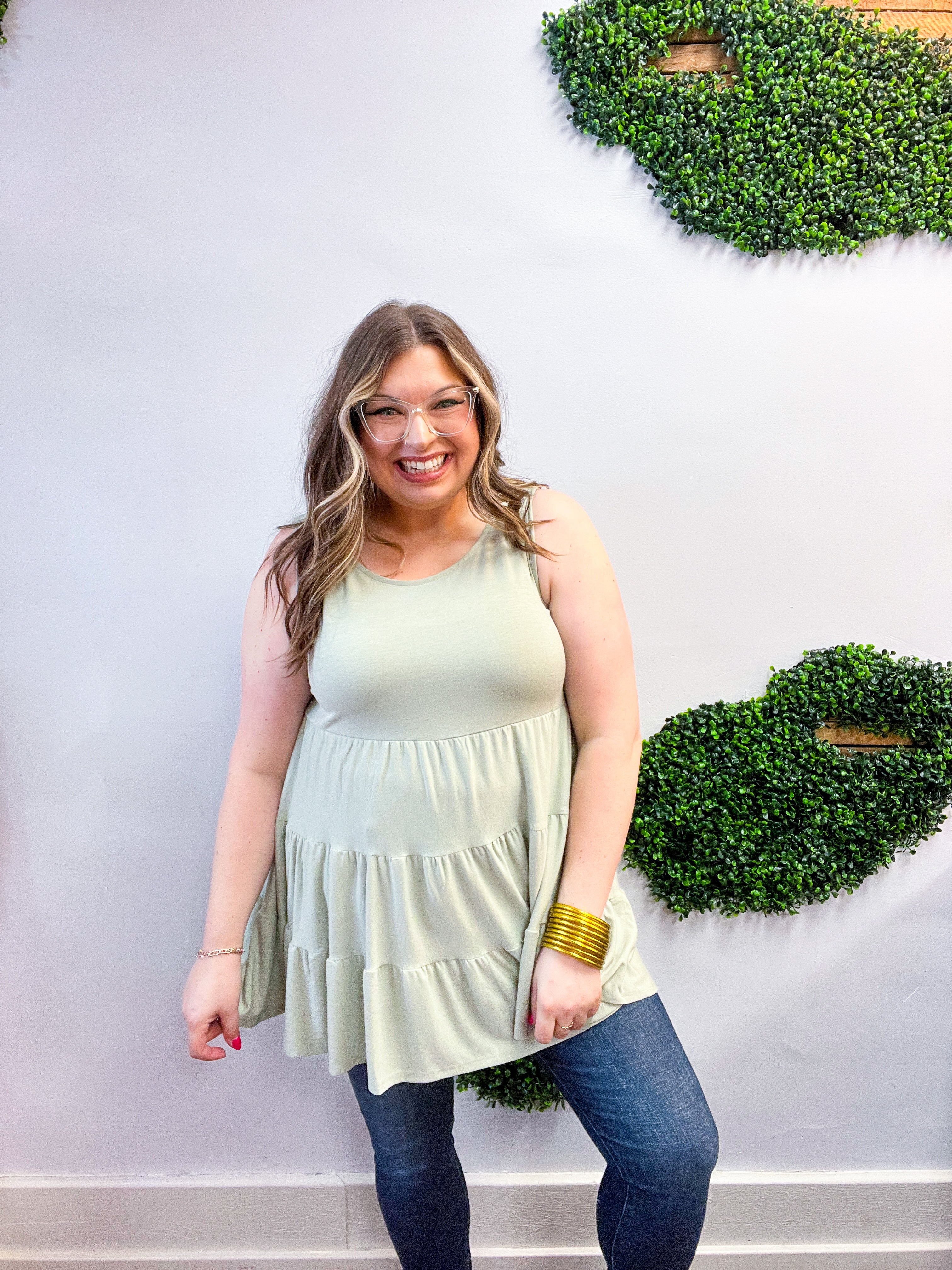 Everyday Tiered Tank in Sage