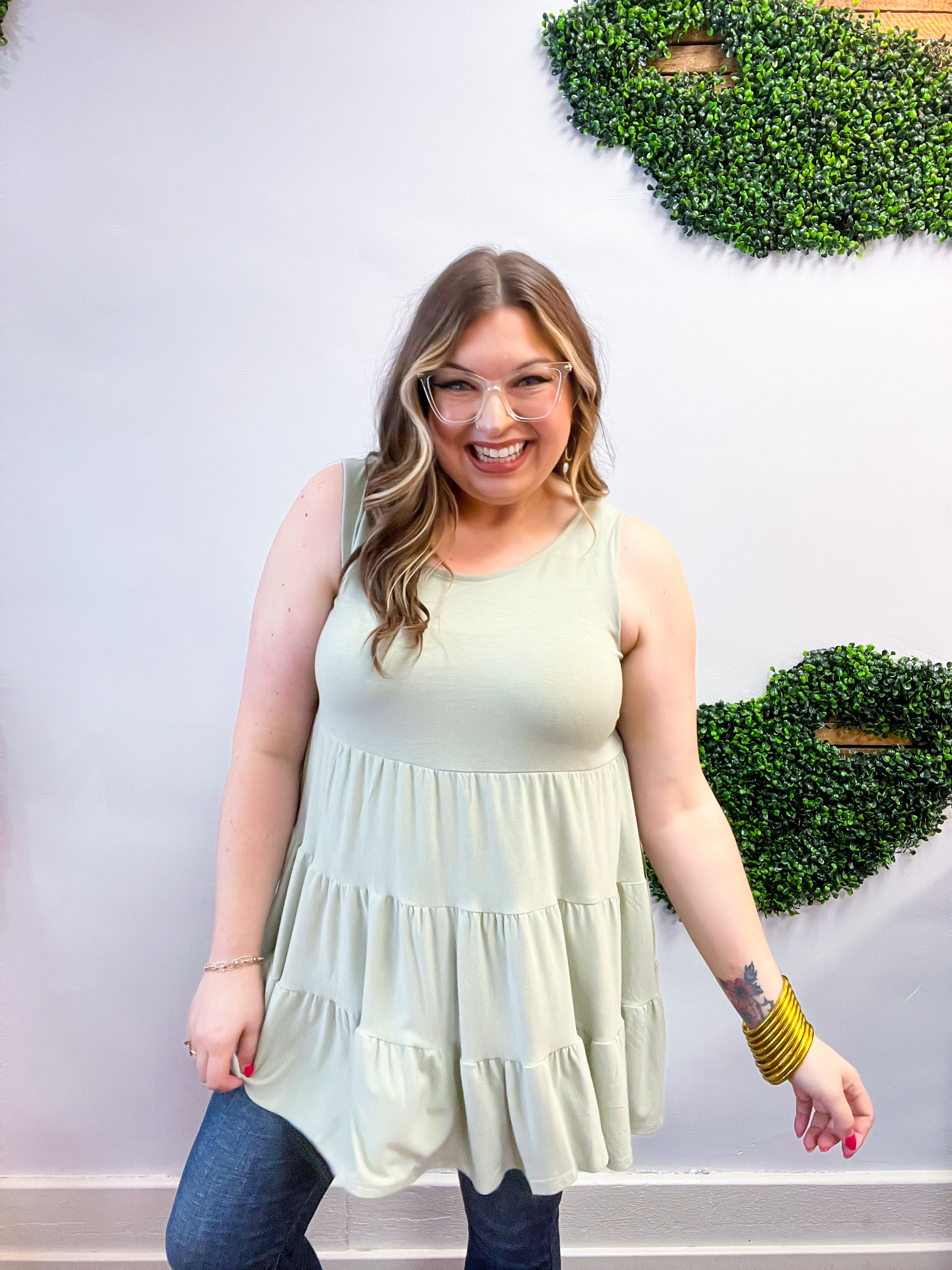 Everyday Tiered Tank in Sage