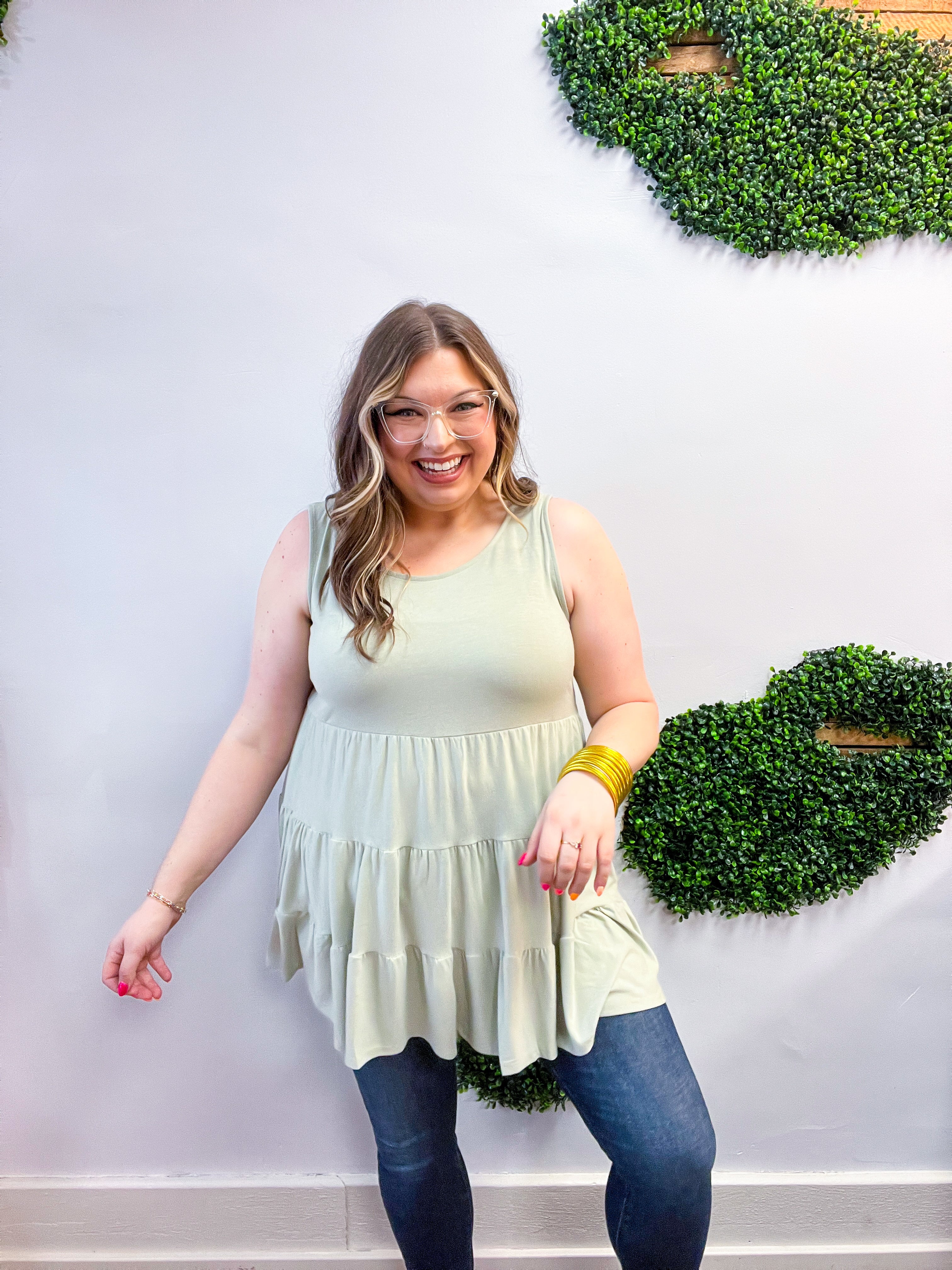 Everyday Tiered Tank in Sage