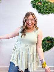 Everyday Tiered Tank in Sage