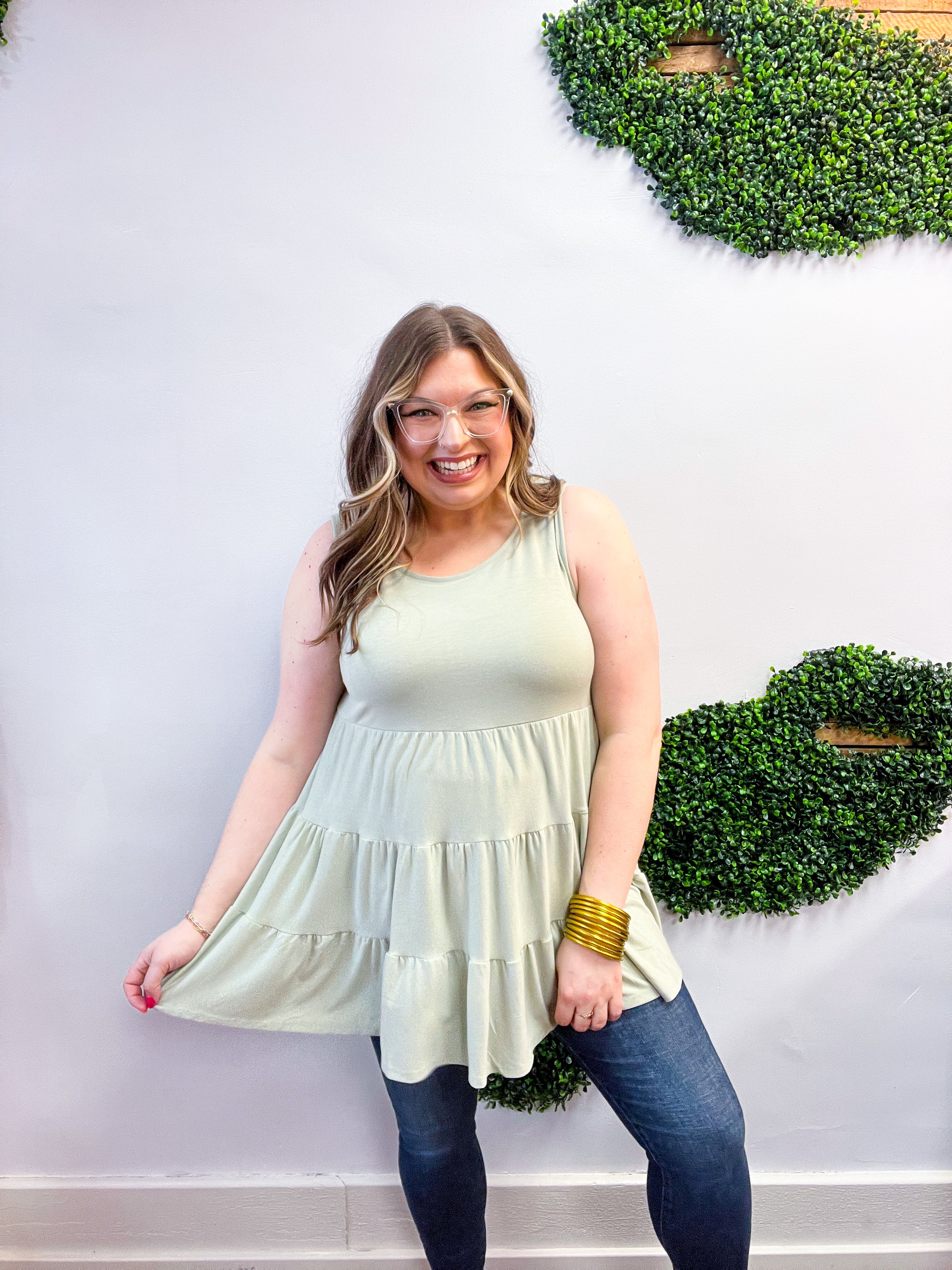 Everyday Tiered Tank in Sage
