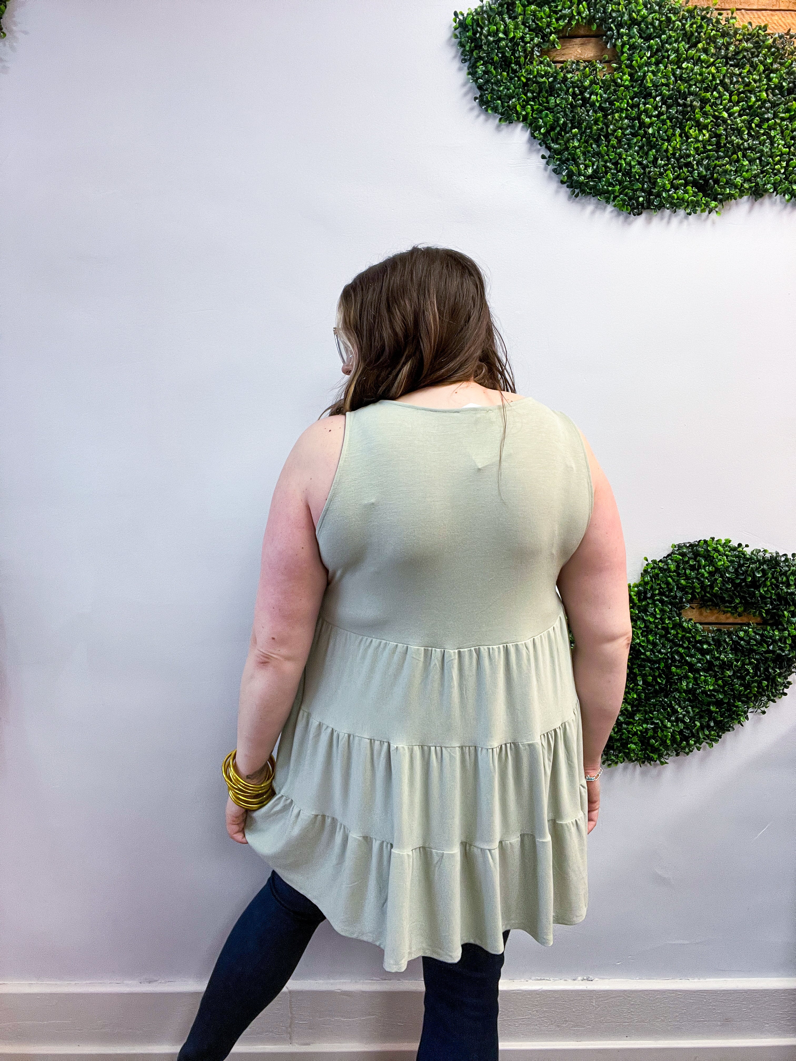 Everyday Tiered Tank in Sage
