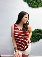 Everyday Simple Stripe Tank in Rust