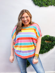 Sugar Rush Stripe Dolman Bow Tie Sleeve Top