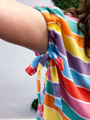 Sugar Rush Stripe Dolman Bow Tie Sleeve Top