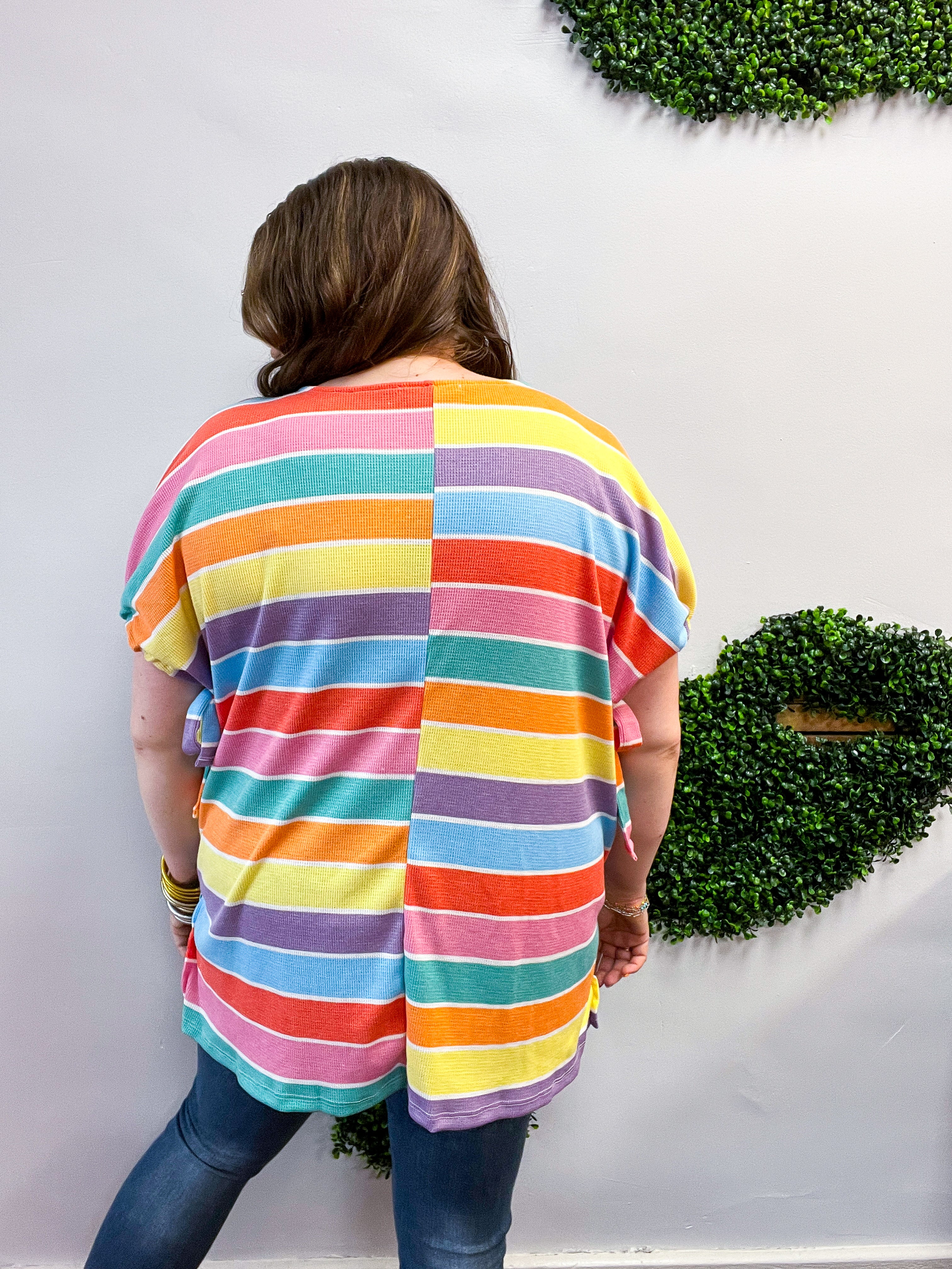 Sugar Rush Stripe Dolman Bow Tie Sleeve Top
