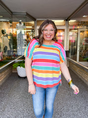 Sugar Rush Stripe Dolman Bow Tie Sleeve Top