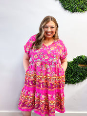 Saffron & Sangria Tiered Dress