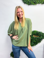 Off the Cuff Air Flow Half Sleeve Top - Olive