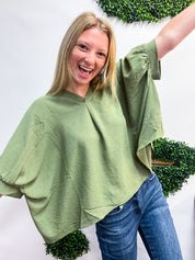 Off the Cuff Air Flow Half Sleeve Top - Olive