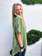 Woven Wanderer Air Flow Dolman Top - Olive