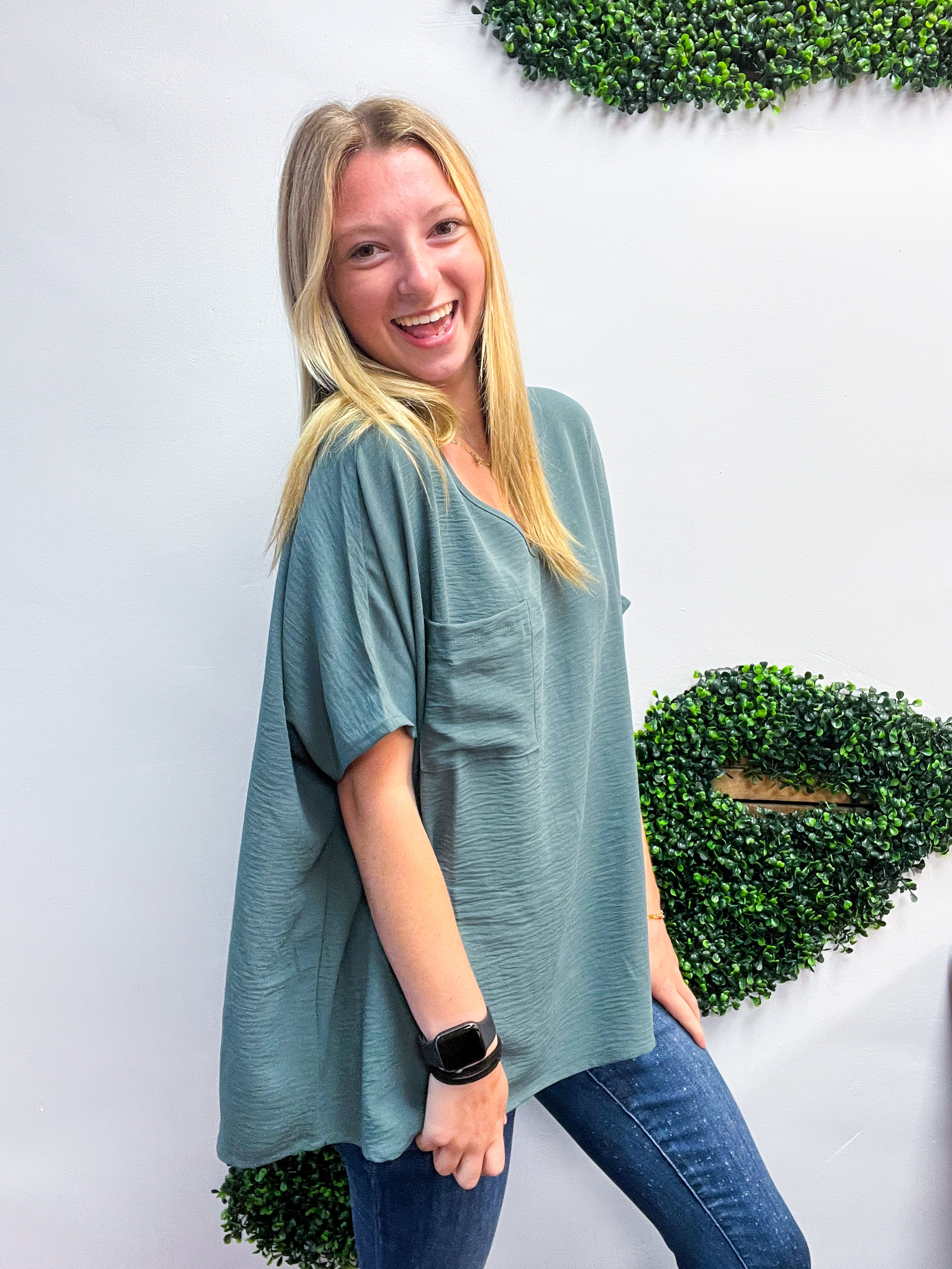 The Everyday Flow Air Flow Dolman Top - Jade