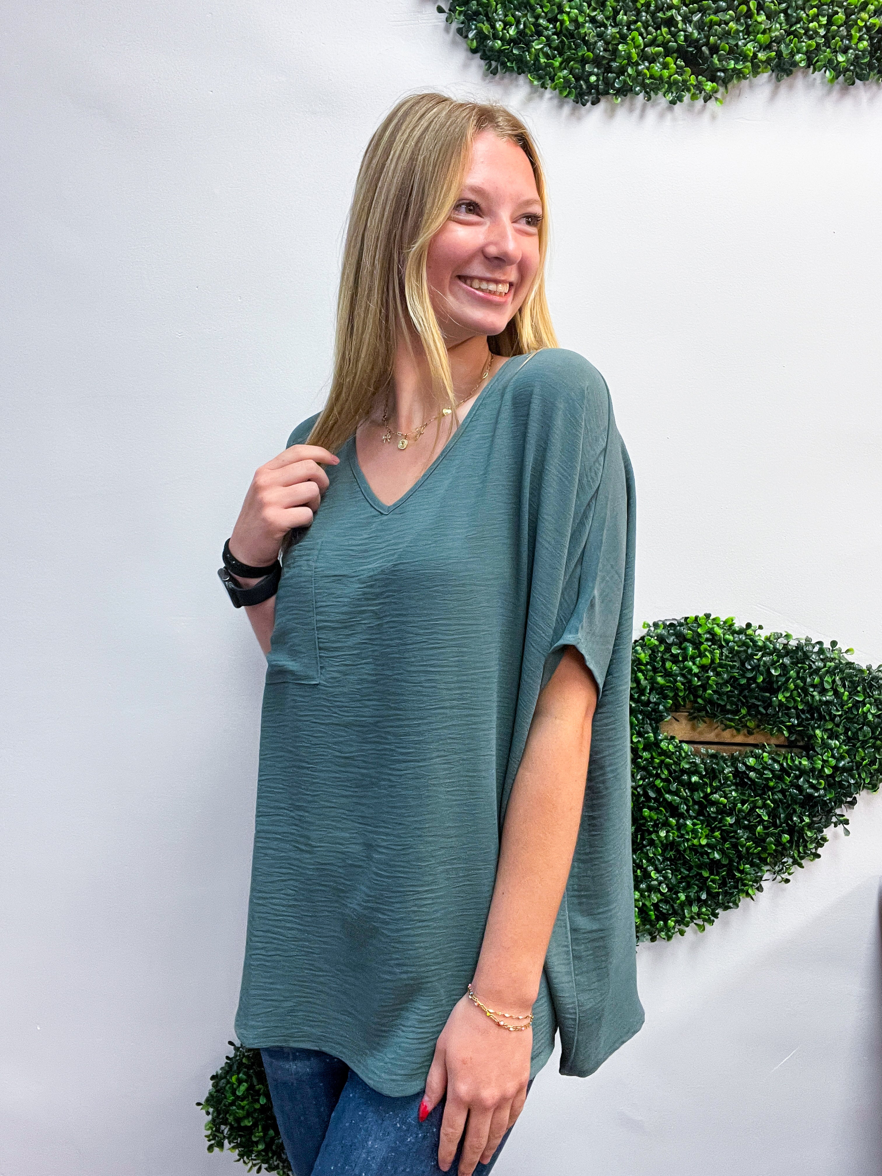 The Everyday Flow Air Flow Dolman Top - Jade