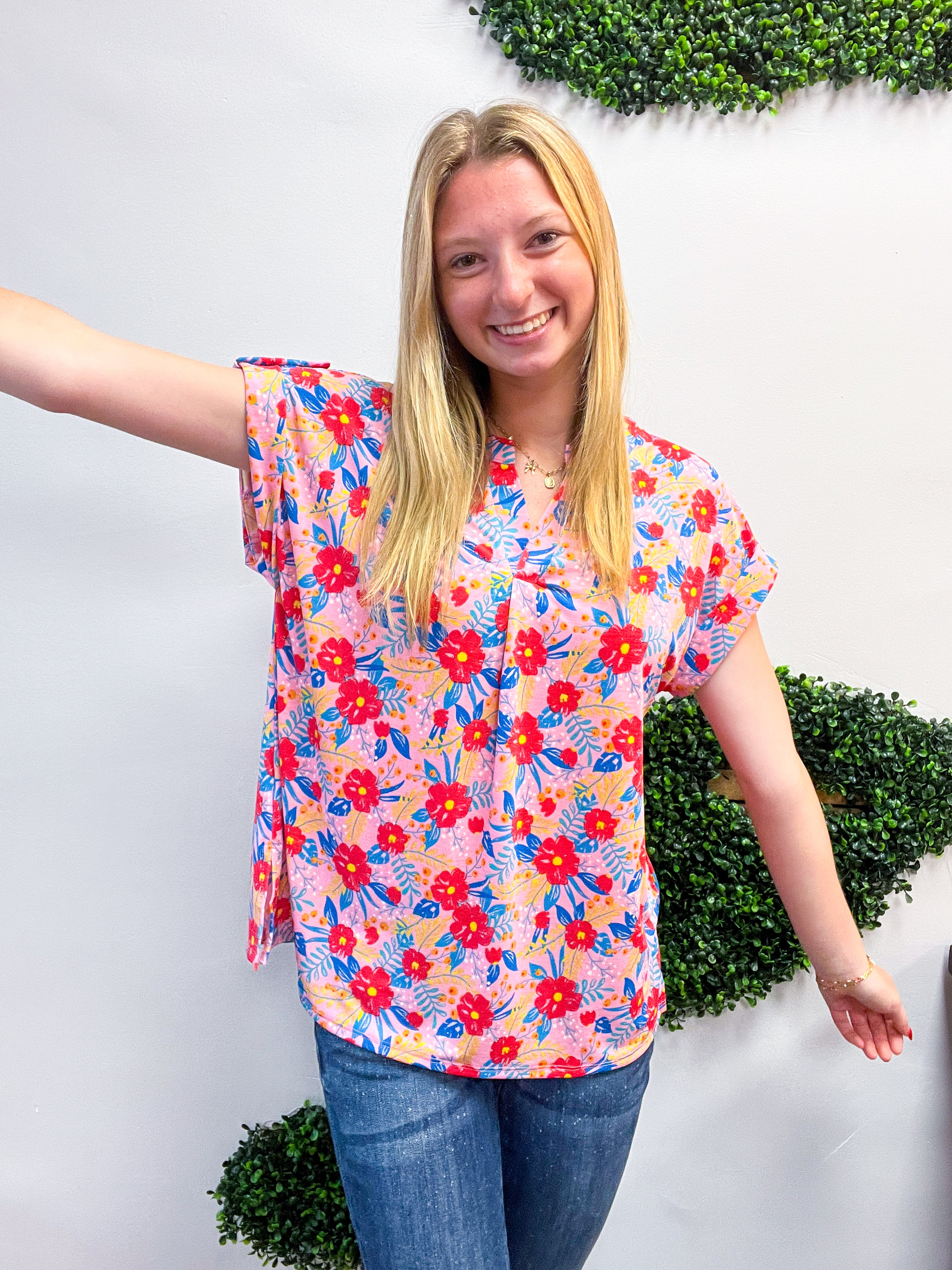 Pink Lemonade Garden Dear Scarlett Short Sleeve Lizzy Top