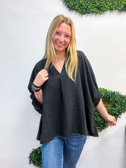Off the Cuff Air Flow Half Sleeve Top - Black