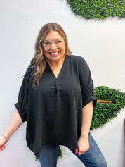 Off the Cuff Air Flow Half Sleeve Top - Black