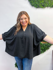 Off the Cuff Air Flow Half Sleeve Top - Black