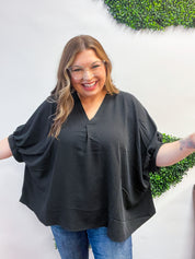Off the Cuff Air Flow Half Sleeve Top - Black