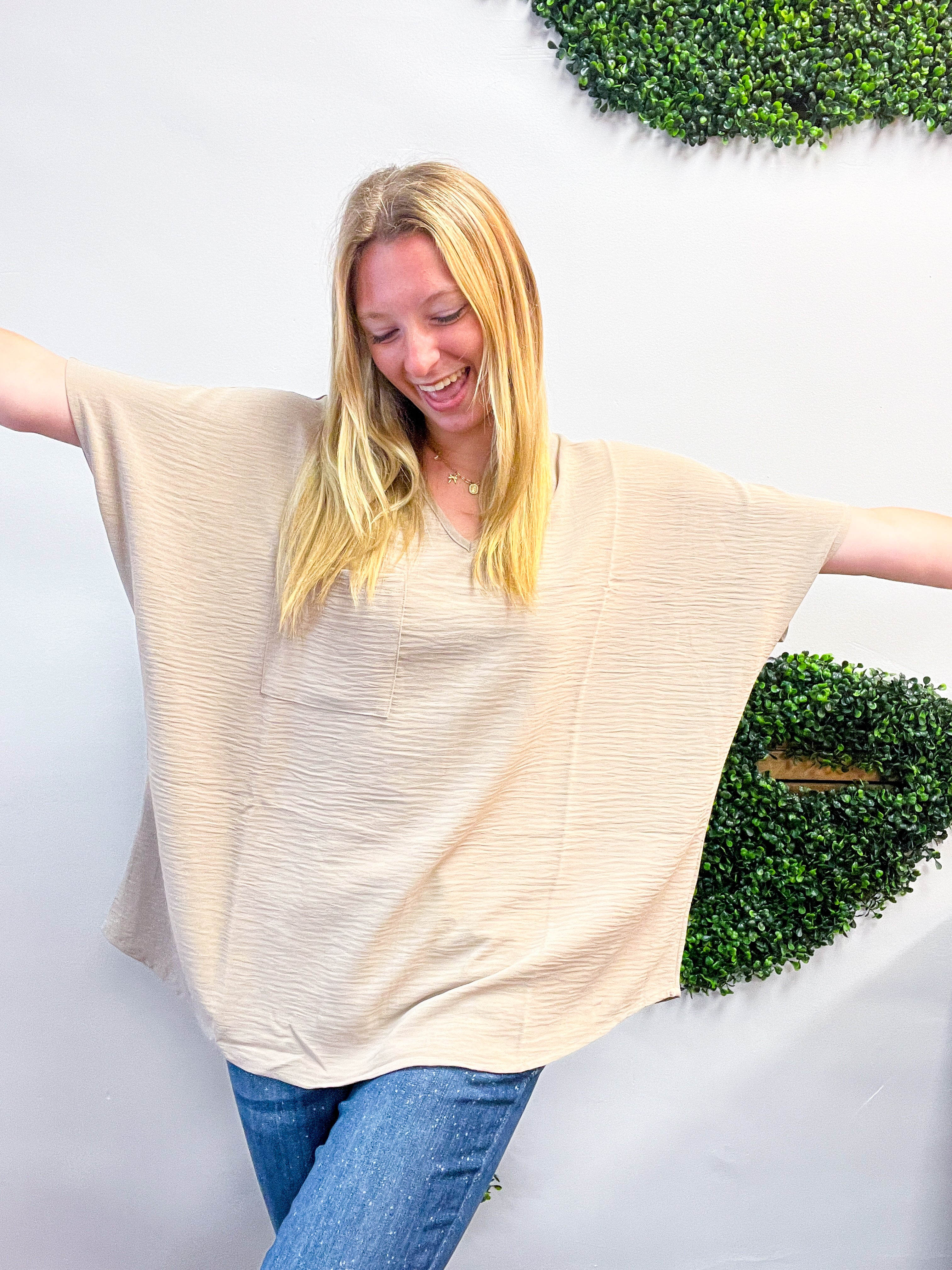 The Everyday Flow Air Flow Dolman Top - Light Mocha
