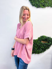 Woven Wanderer Air Flow Dolman Top - Rose