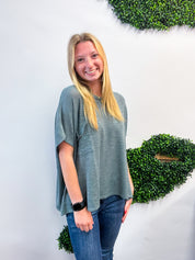 The Slouch Side Pocket Hacci Top - Jade