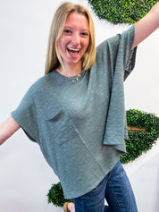 The Slouch Side Pocket Hacci Top - Jade