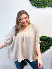 Off the Cuff Air Flow Half Sleeve Top - Ash Mocha