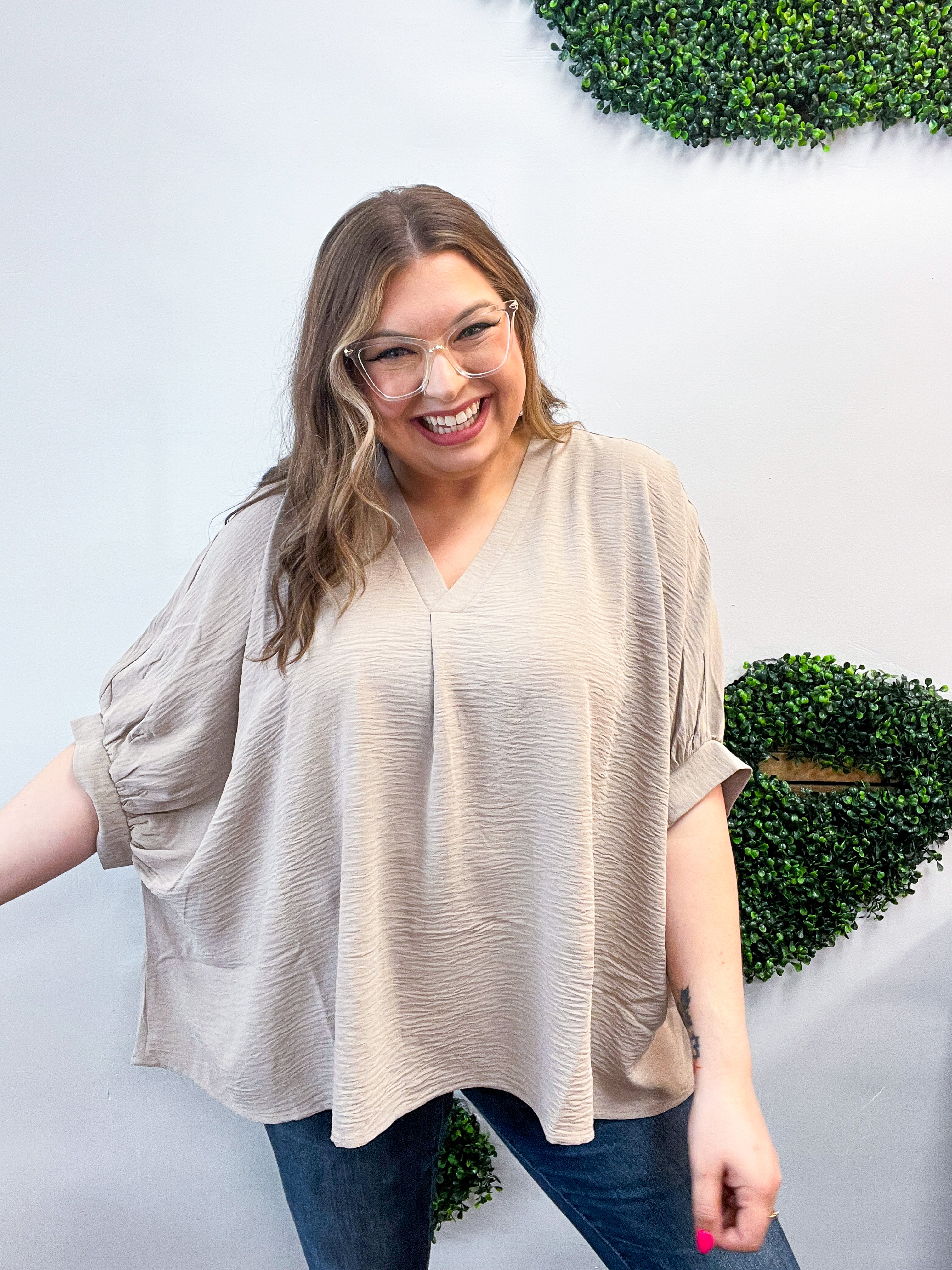 Off the Cuff Air Flow Half Sleeve Top - Ash Mocha
