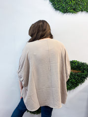 Off the Cuff Air Flow Half Sleeve Top - Ash Mocha